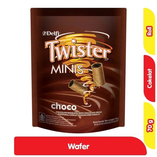 [346020] Delfi Twister Minis Choco 80Gr